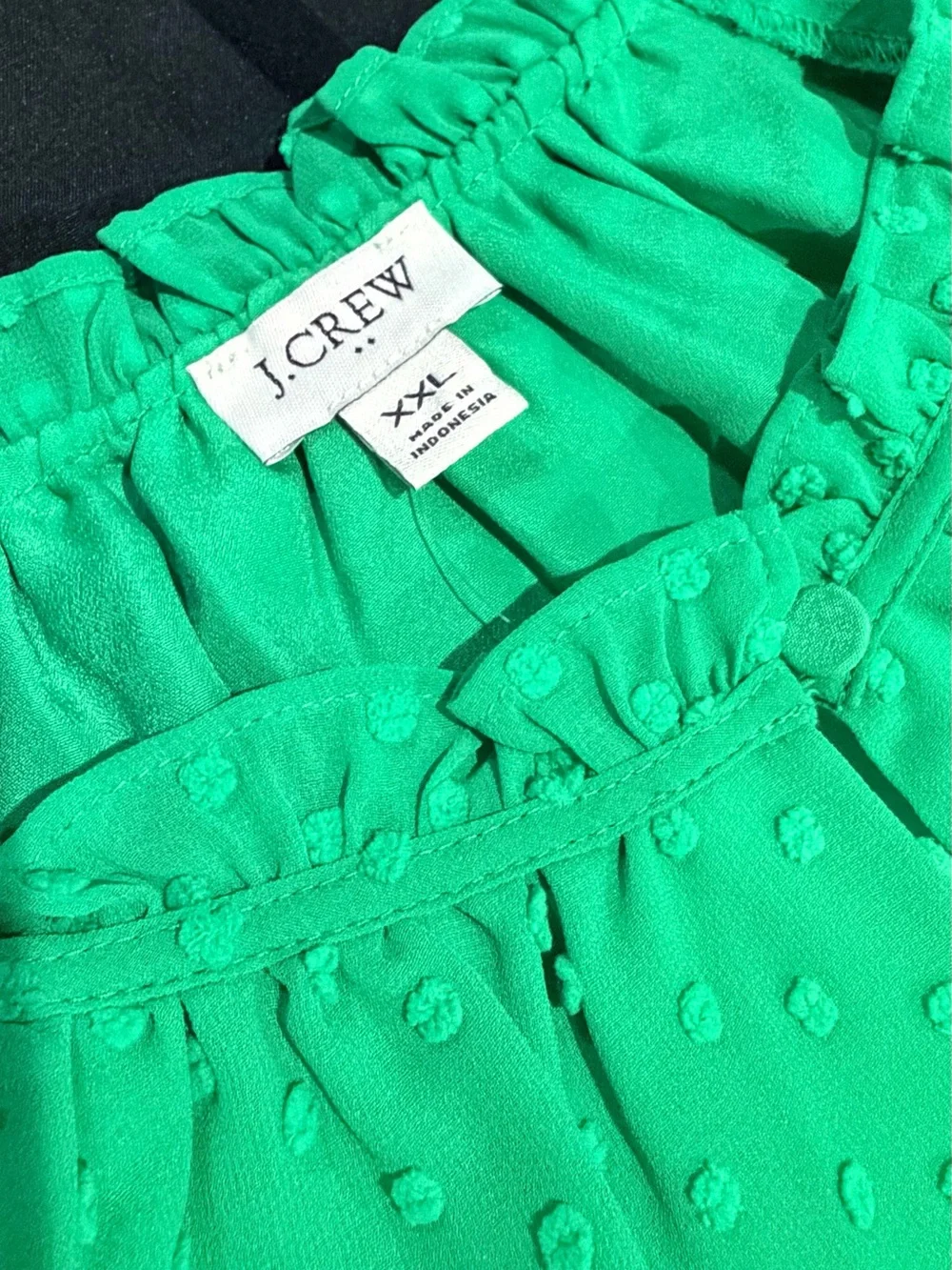 J. Crew Bright Green Swiss Dot Cap-Sleeve Blouse